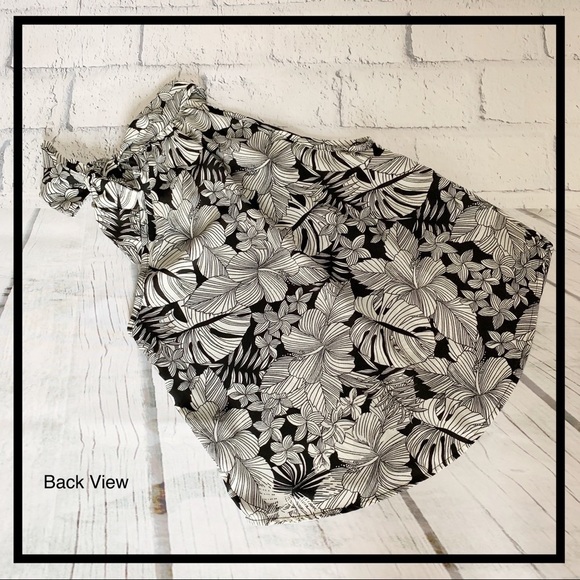 PAPER CRANE Black/White Tie Neck Sleeveless Blouse - Picture 4 of 6